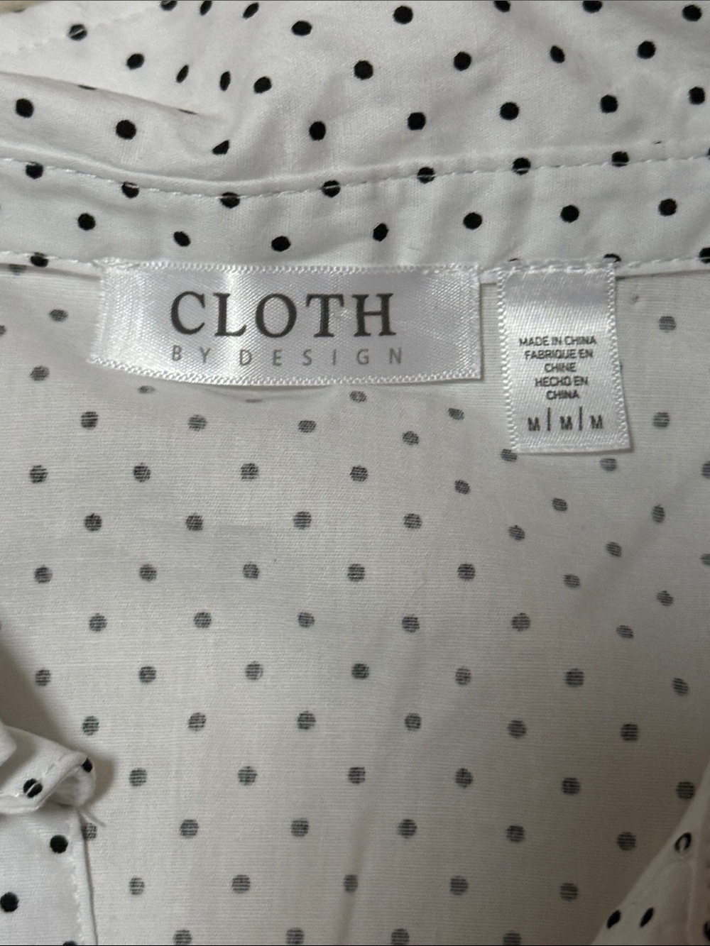 White Polka Dot Ruffle Button-Down Blouse - Picture 2 of 3